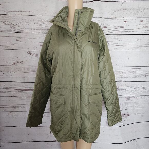 Columbia Long Green Quilted Jacket Coat Large NWT - Picture 1 of 9